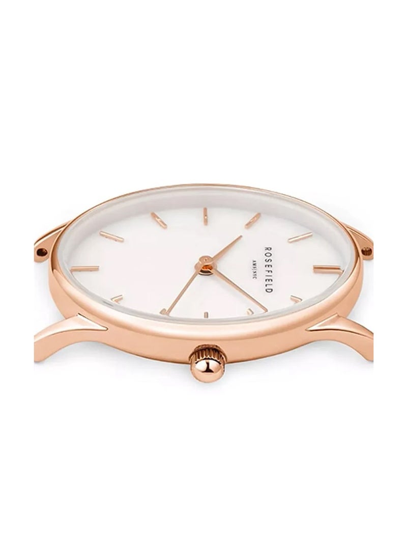 RoseField ساعة نسائية أنالوج كوارتز بتصميم بيضاوي من الفولاذ المقاوم للصدأ مع سوار شبكي باللون الوردي الذهبي OWRMR-OV12 - Image 3