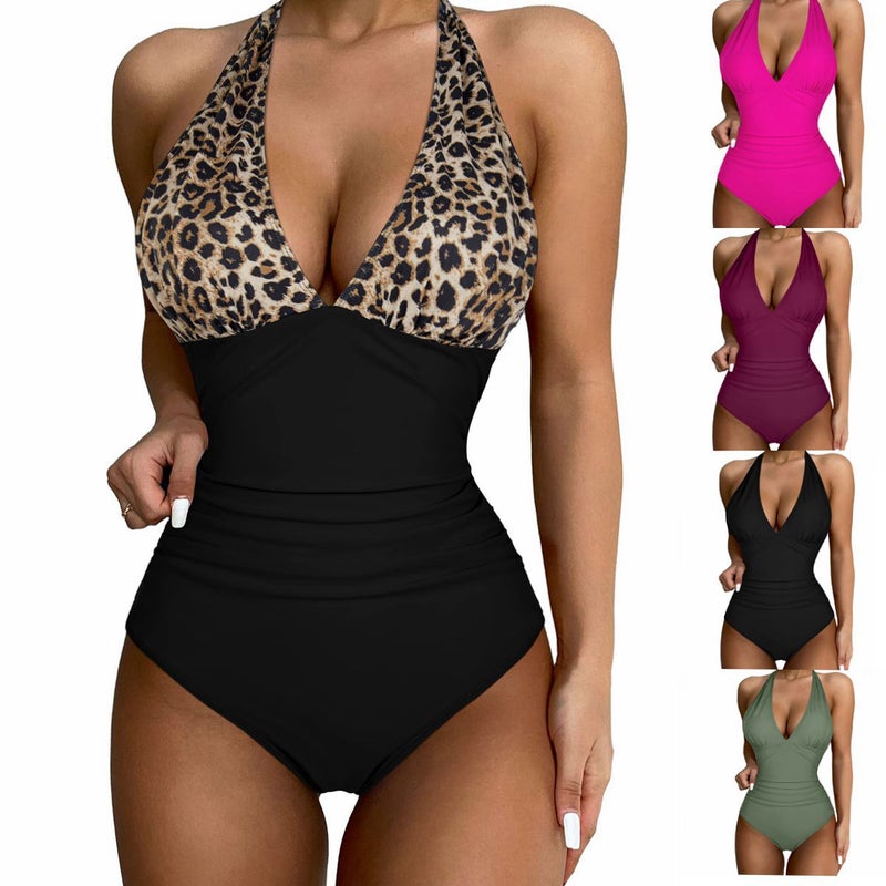 Factory 2023 New One-Piece Swimsuit Solid Color Conservative Multi-Color Backless Swimsuit Female - Image 2
