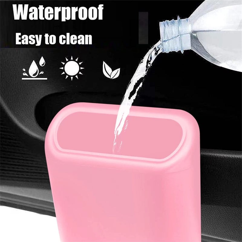 Tulsondai Car Trash Can,2 Packs Mini Trash Can Hanging Portable Car Bin with 4 roll Disposable Trash Bag for Vehicle, Home, Office (2pcs Pink) - Image 4