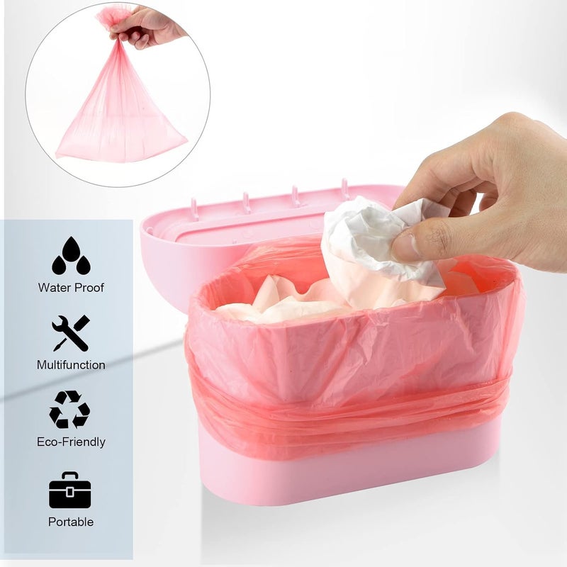 Tulsondai Car Trash Can,2 Packs Mini Trash Can Hanging Portable Car Bin with 4 roll Disposable Trash Bag for Vehicle, Home, Office (2pcs Pink) - Image 5