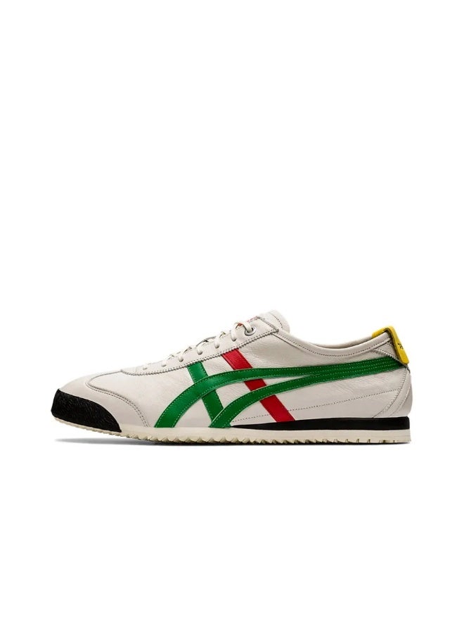 TIGER Onitsuka Tiger Leather Sneakers with Multi-Color (Cream, Green, Red, Yellow) Accents Size37