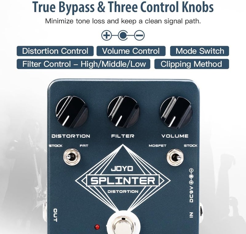 جويو دواسة تأثير تشويه الجيتار JOYO مع خيار MOSFET و FAT Clipping Boost تشويه سميك - تجاوز حقيقي (SPLINTER JF-21) - Image 2