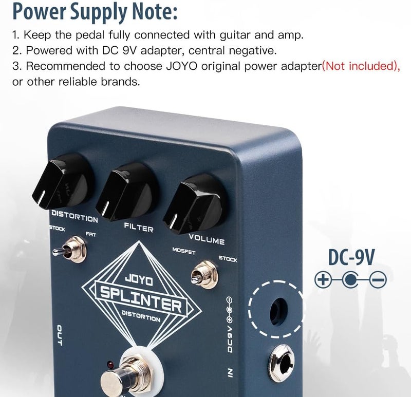 جويو دواسة تأثير تشويه الجيتار JOYO مع خيار MOSFET و FAT Clipping Boost تشويه سميك - تجاوز حقيقي (SPLINTER JF-21) - Image 5
