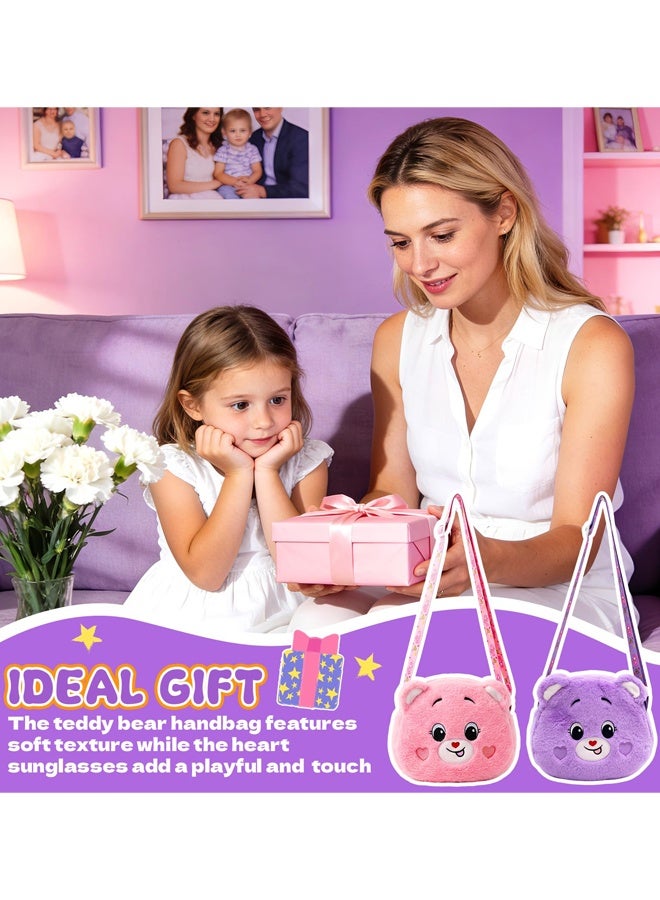 2 PCS Little Girls Handbag & Shoulder Bags, Plush Bear Girls Cross Body Bag, Cute Kids Handbags, Crossbody Bag For Girl Children Toddler Teens - Image 5