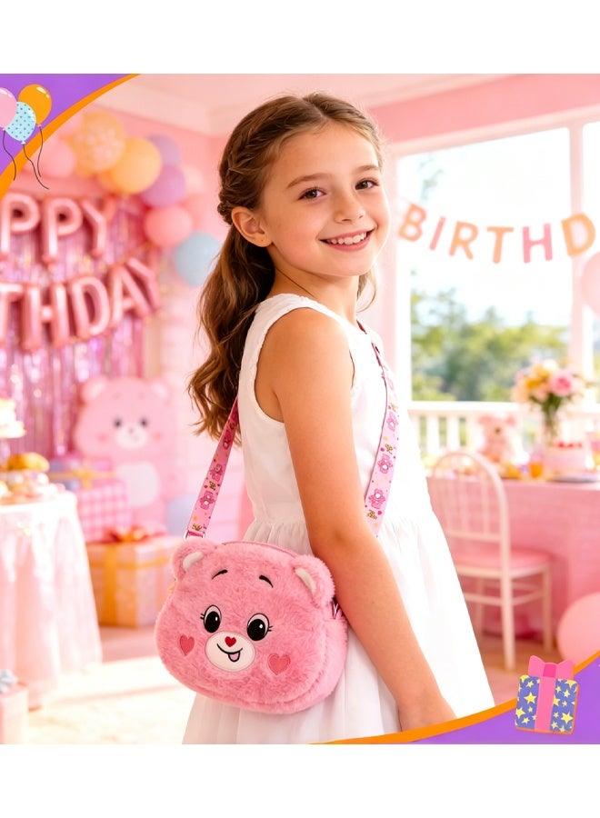 2 PCS Little Girls Handbag & Shoulder Bags, Plush Bear Girls Cross Body Bag, Cute Kids Handbags, Crossbody Bag For Girl Children Toddler Teens - Image 4
