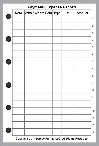 Handy Forms Pocket Size Payment/Expense Record and Check Register, Sized and Punched for Pocket Notebook (3.25" x 4.75") - Image 3