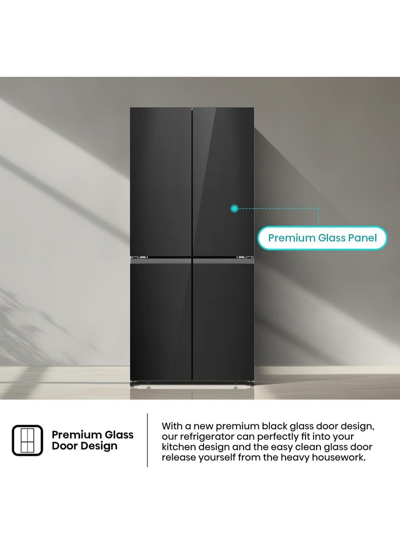 Hisense RQ5G470SBB3 - Cross Door American 457L Freezer Fridge, My Fresh Choice, Dual-Tech Cooling, Bottom Cooling System, Black Glass RQ5G470SBB3 Black - Image 4