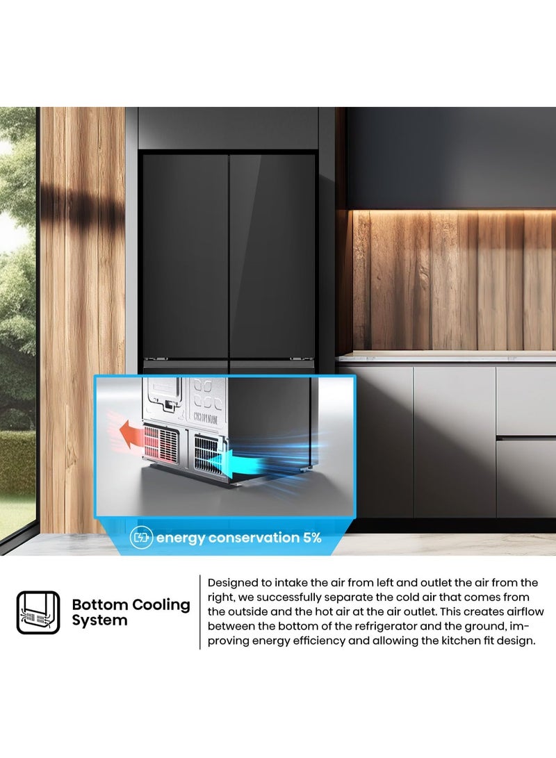 Hisense RQ5G470SBB3 - Cross Door American 457L Freezer Fridge, My Fresh Choice, Dual-Tech Cooling, Bottom Cooling System, Black Glass RQ5G470SBB3 Black - Image 5