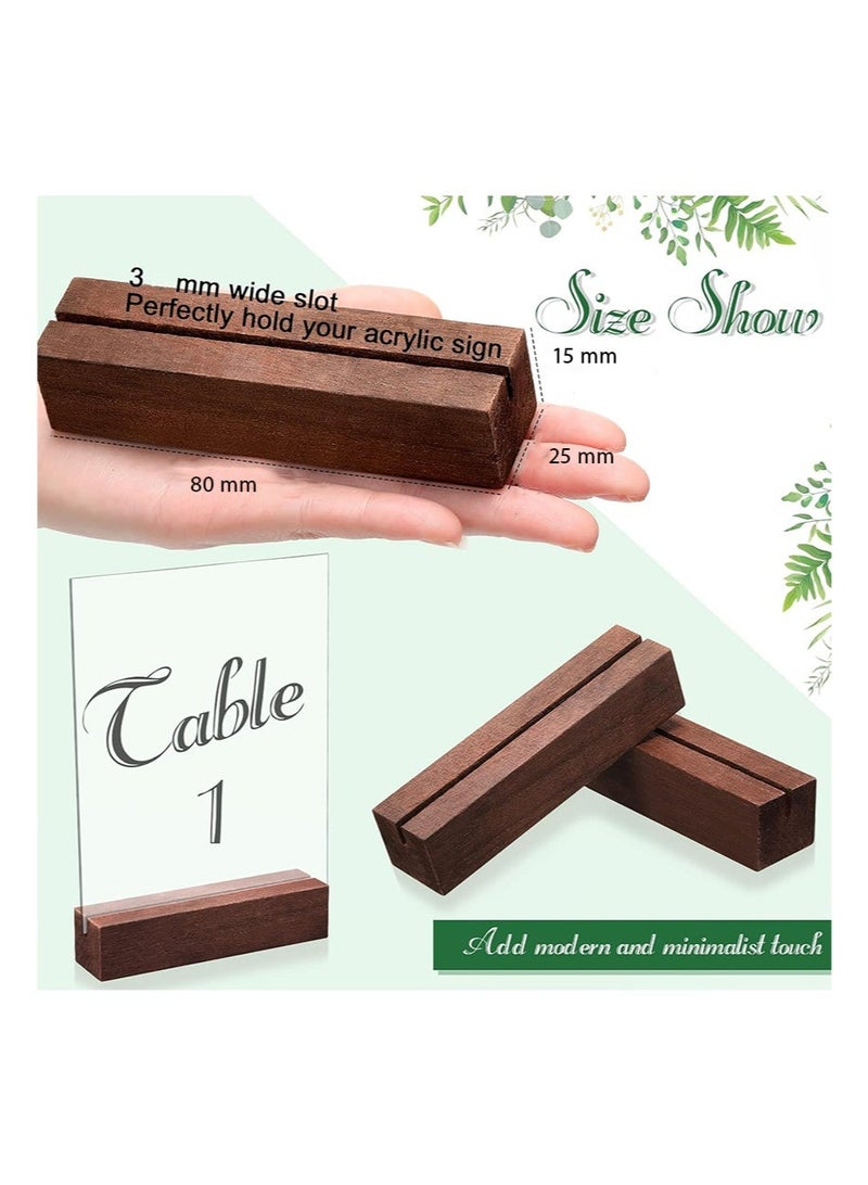 Aikanbo 10-Pack Wooden Seat Card Holders，Black Wooden Table Number Holder，Name Seat Card Holder，Event Party Tabletop Sign Holder，Wedding and Birthday Photo, Picture and Postcard Holder (Brown，2.5*6*1.5cm) - Image 3
