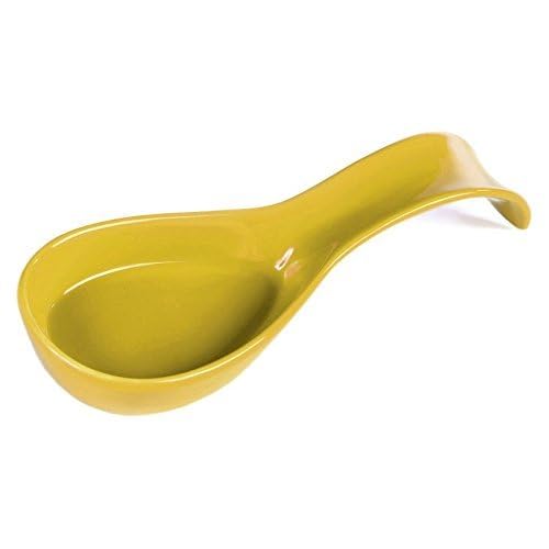 Omniware Simsbury Spoon Rest 825 Stoneware Utensil Holder with LeadFree Glaze Arched Handle HeatResistant Dishwasher Safe Kitchen Accessory for Cooking Yellow