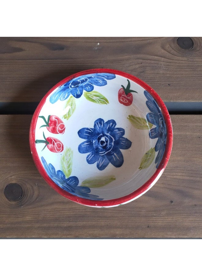 كلور زون بوتري بوله من الفخار و الخزف رسم يدوي للديكور ولتقديم الطعام آمنة للاستخدام في الميكروويف وغسالة الأطباق والفرن، خفيفة الوزن ومقاومة للخدش 10 سم - Image 1