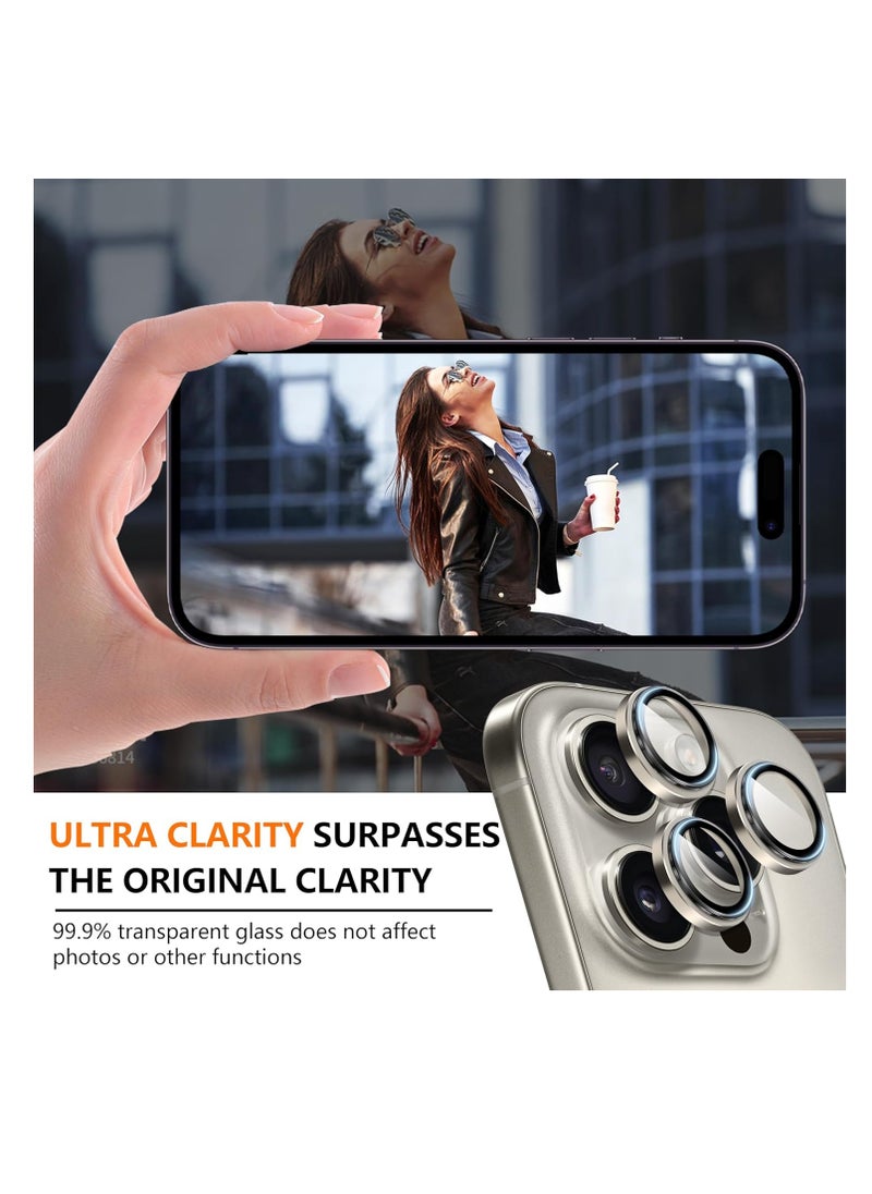 COBLUE iPhone 16 Pro Max Camera Lens Protector 9H Tempered Glass Camera Cover Screen Protector with HD Clear & Metal Individual Ring design for iPhone 16 Pro Max 6.9 Black  - Image 4