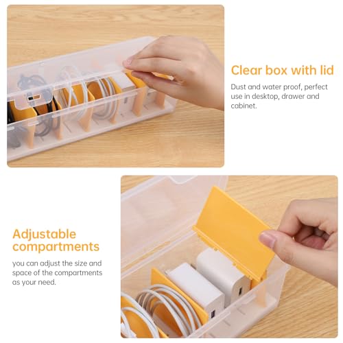 PAVSTINE 2 Pack Clear Cable Organizer Box with Lid, Plastic Charger Cable Cord Storage Organizer, Office Desk Organizers, Multifunctional Accessories Storage for Home Drawer Office, Stackable - Image 4