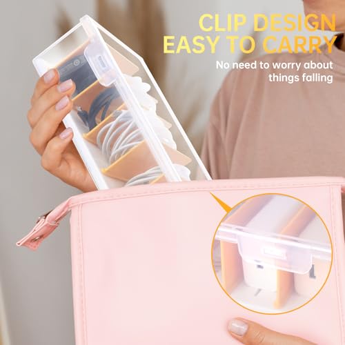 PAVSTINE 2 Pack Clear Cable Organizer Box with Lid, Plastic Charger Cable Cord Storage Organizer, Office Desk Organizers, Multifunctional Accessories Storage for Home Drawer Office, Stackable - Image 3