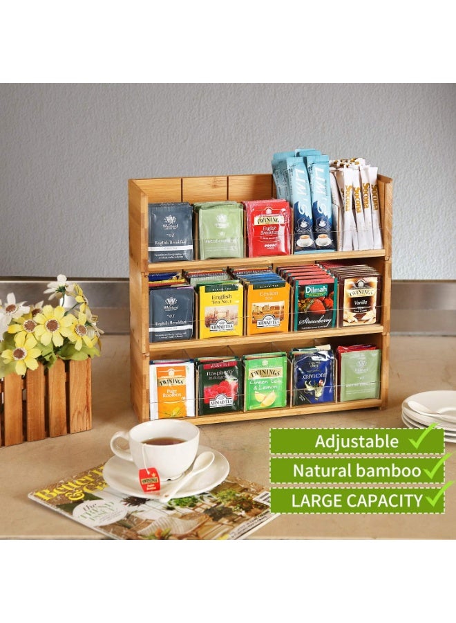 Generic 3-Tier Bamboo Tea Bag Organizer Box – Stackable Tea Storage Holder with Acrylic Front – Wall-Mountable Natural Wood Tea Chest for Tea Bags, Office Breakrooms, or Kitchen Cabinets - Image 4