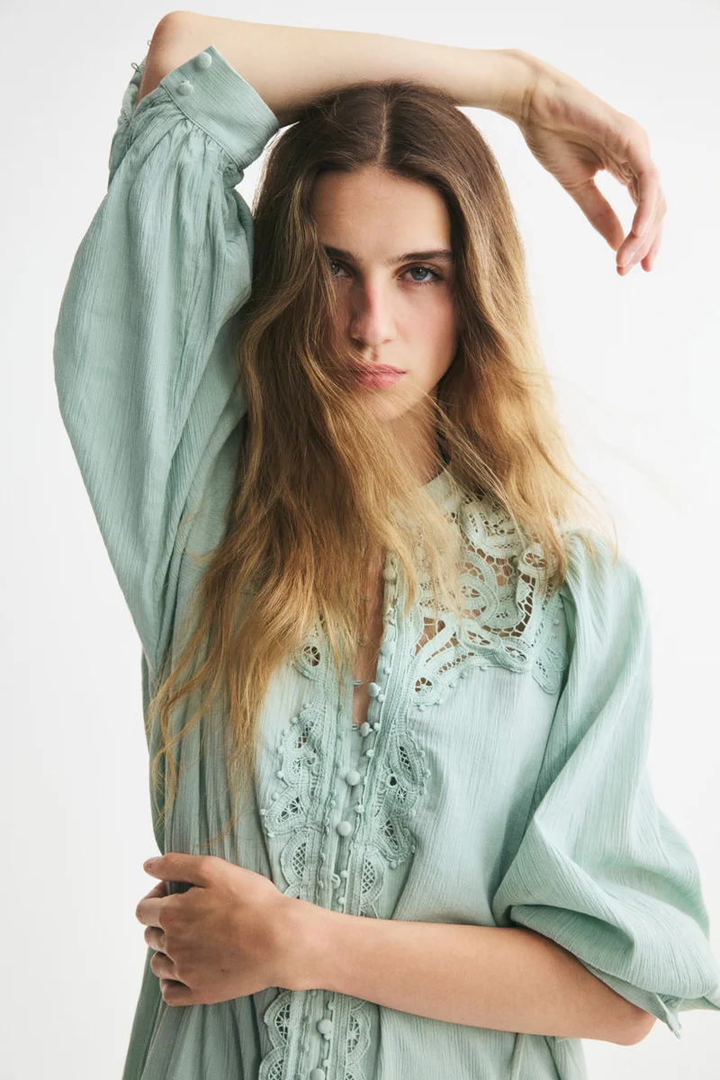 H&M  Lace-detail cotton dress for Women | Best Price UAE