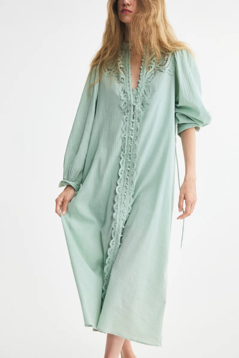 H&M  Lace-detail cotton dress for Women | Best Price UAE