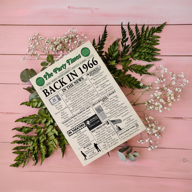 Stuff4 59th Birthday Poster Unframed - Back In 1966 Newspaper - Happy 59th Birthday Gifts for Men Women Vintage Retro Born In 1966  8x10 Inch Fifty-Nine Fifty-Ninth Bday Party Decor Decoration - Image 2
