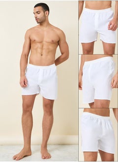 Pack of 3 - Solid Elastic Waistband Cotton Boxers