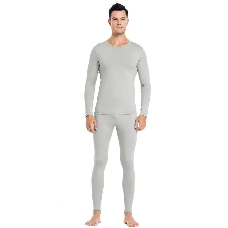 PISIQI Thermal Underwear Men Ultra-Soft Long Johns Set with Fleece Lined Base Layer Winter Skiing Warm Top & Bottom Grey - Image 5
