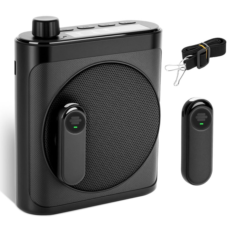Sunnymark Portable Voice Amplifier with 2 Wireless Mic & Magnetic Lavalier, Portable Voice Amplifier for Teachers, Instructor, Meeting, Bluetooth Speaker Include Dual Microphone for Classroom, Yoga (Charcoal) - Image 1