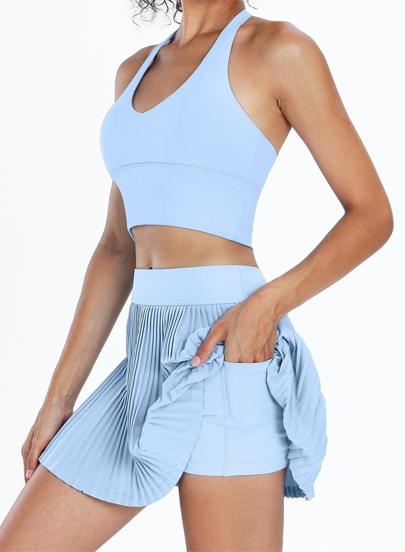General 2PCS Yoga Set Gym Tracksuits Women Sport Bra Short Skirt with Pocket Sportwear Tennis Suits Workout Clothing Outfits  - Image 1