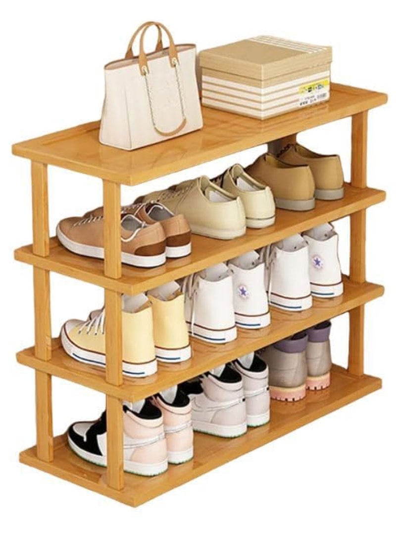 LINGWEI 4 Tier Bamboo Shoe Rack Free Standing Shoe Storage Organizer Wooden Shoe Shelf - Image 5