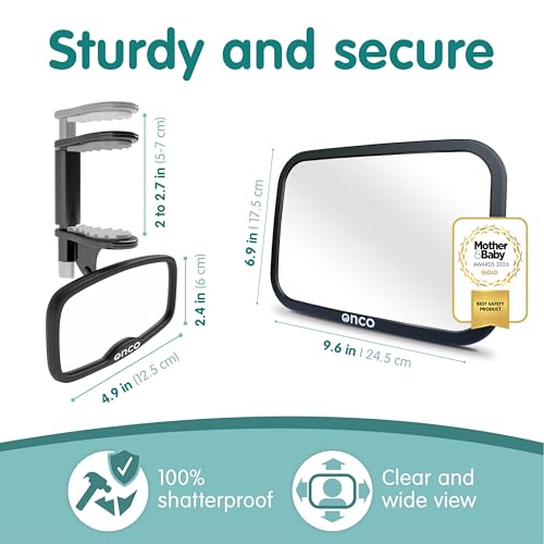 Onco Baby Car Mirror Bundle – Rear & Forward Facing Mirrors, Double Award-Winning, 100% Shatterproof & Shakeproof, 360° Rotation, Wide Convex View, Newborn Essentials - Image 4