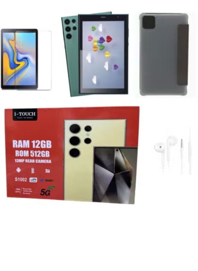 I-TOUCH ITouch Smart Tablet S1002 10.1-Inch Android 13 Tab with 12GB RAM, 512GB ROM, Dual SIM 5G LTE + Wi-Fi, MAL400 GPU, 10000mAh Battery – Ultra-Fast Android Tablet with PU Cover Included – Stylish Green Tablet for Study, Work, Gaming, and Daily Use - Image 2