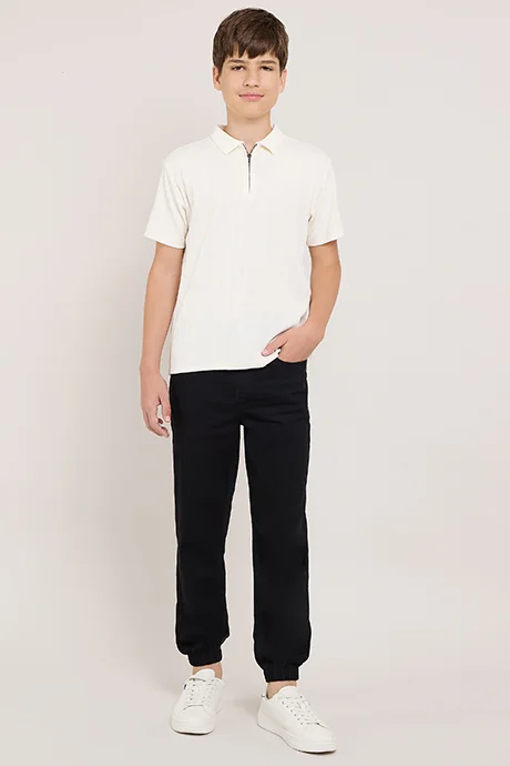 أر أند بي Solid Jogger Jeans with Drawstring Waist