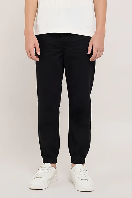 أر أند بي Solid Jogger Jeans with Drawstring Waist