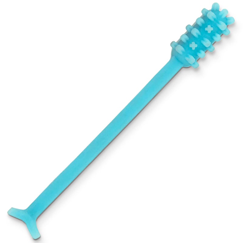 DENTURE DART مزيل لاصق طقم الأسنان دارت V2 من البلاستيك الصلب - إزالة لاصق طقم الأسنان من الفم واللثة، أداة إزالة لاصق طقم الأسنان، نظافة الفم، مكشطة بمقبض محكم وشعيرات صلبة - Image 1