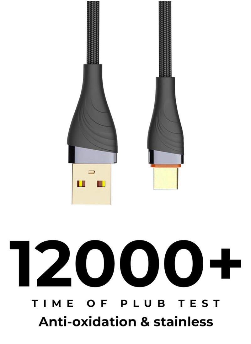glassology Braided Cable 30W USB to Type C 1 Meter - Fast Charging, Durable Design, Optimal Length - Universal Compatibility for Smartphones, Tablets, Laptops -Stylish & Reliable Charging Accessory  - Image 4
