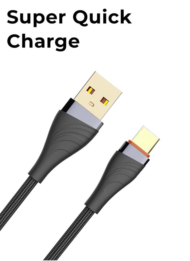 glassology Braided Cable 30W USB to Type C 1 Meter - Fast Charging, Durable Design, Optimal Length - Universal Compatibility for Smartphones, Tablets, Laptops -Stylish & Reliable Charging Accessory  - Image 2