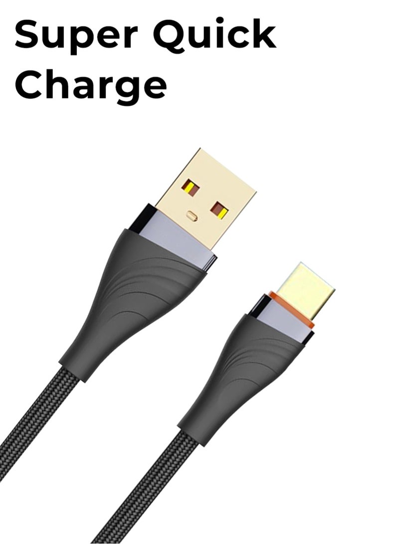جلاسولوجي Braided Cable 30W USB to Type C 1 Meter Fast Charging Durable Design Optimal Length Universal Compatibility for Smartphones Tablets Laptops Stylish & Reliable Charging Accessory Compatible with All iPhone Series Windows And MacBook Pro MacBook Air iPad Pro Samsung Galaxy S23,22,Z Fold,Z Flip, Google Pixel 7,6A,PS5 - Image 2