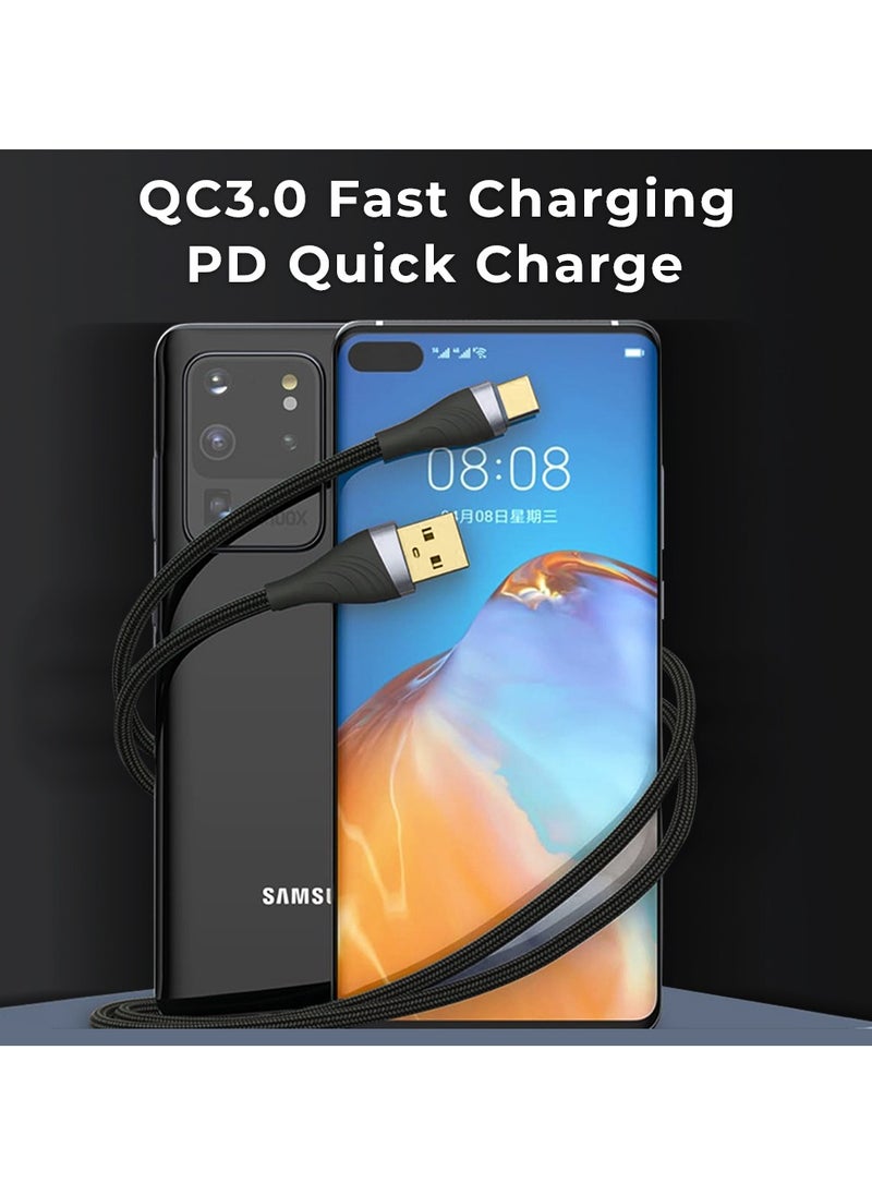 glassology Braided Cable 30W USB to Type C 1 Meter - Fast Charging, Durable Design, Optimal Length - Universal Compatibility for Smartphones, Tablets, Laptops -Stylish & Reliable Charging Accessory  - Image 4