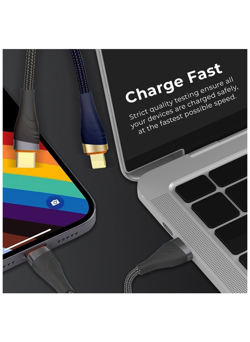 glassology Braided Cable 30W USB to Type C 1 Meter - Fast Charging, Durable Design, Optimal Length - Universal Compatibility for Smartphones, Tablets, Laptops -Stylish & Reliable Charging Accessory  - Image 5