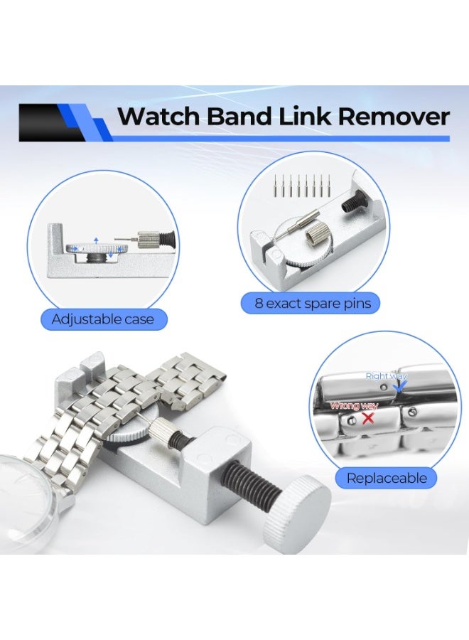 أوهوهو طقم إصلاح ساعات أوهوهو (١٧٤ قطعة) - مجموعة أدوات احترافية متكاملة لإصلاح الساعات، تشمل استبدال البطارية، وتعديل الحزام، وفتح العلبة، وصيانة الساعة | أدوات احترافية لصانعي الساعات (اصنعها بنفسك) - Image 3
