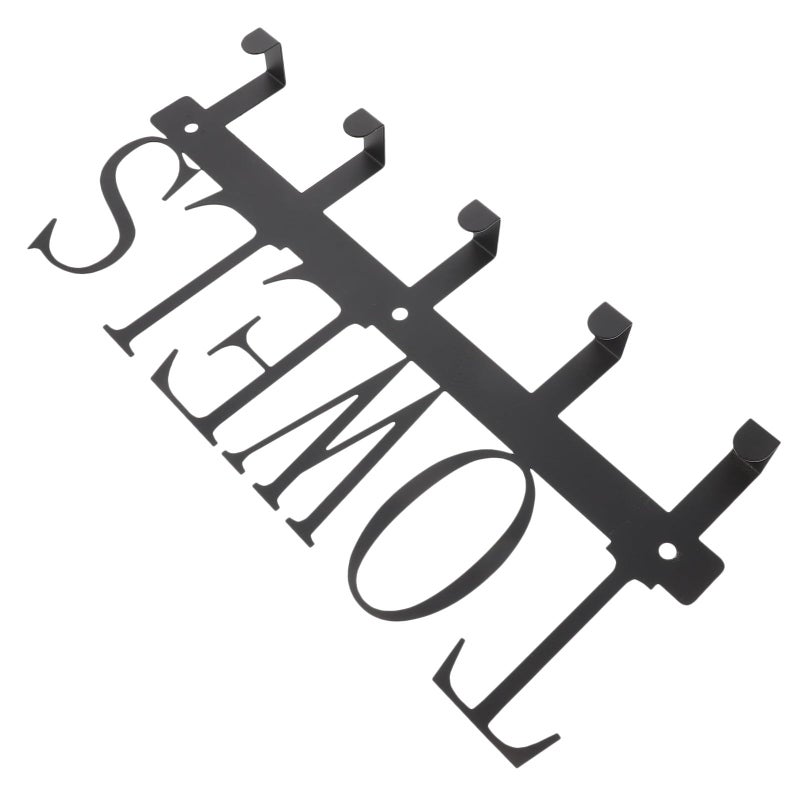 Black Metal 5 Hook Wall Rack Hollow Design Key Coat Towel Holder For Entryway Bathroom Organization - Image 2