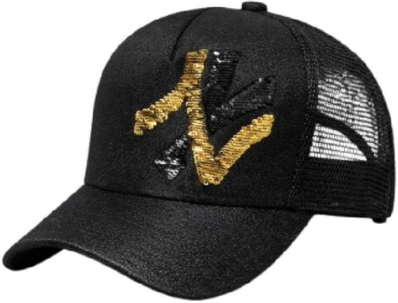Black and Gold Color Changing Magic Sequin Cap | Adjustable Mesh Back Youth Hat | High Quality Material
