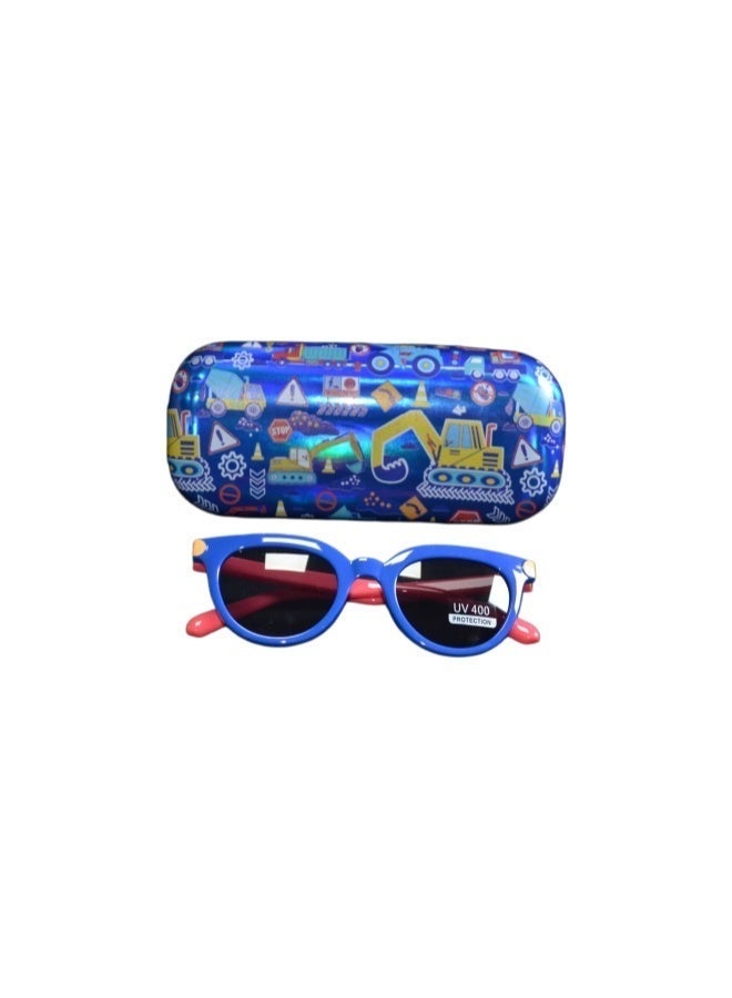 Five dream house Kids UV400 Protection with Light Weight Eyewear, 3D Construction Vehicle Kids Sunglasses Set, Cartoon Excavator Portable Hard Protective Case  Kit - Image 5