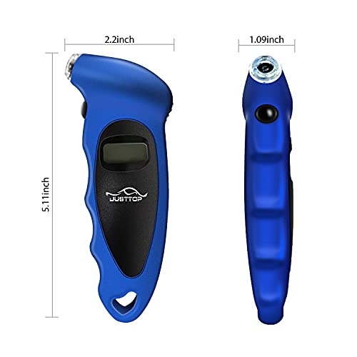 JUSTTOP Digital Tire Pressure Gauge, 150PSI 4 Setting for Cars, Trucks and Bicycles, Backlit LCD and Non-Slip Handle, Easy and Accurate Reading (Royal Blue) - Image 4
