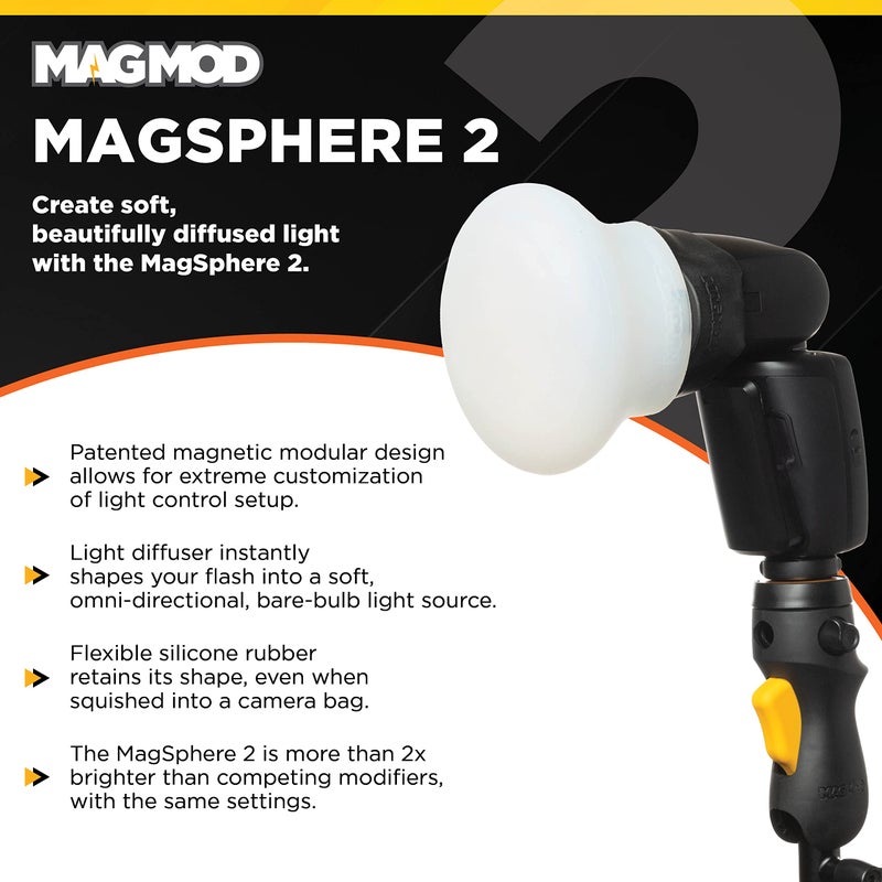 MAGMOD MagSphere 2 Flash Diffuser by MagMod | Photography Lighting Flash Modifier | Magnetic Light Diffuser Attachment | Lightweight Light Control | Magnetic Light Modifier - Image 2
