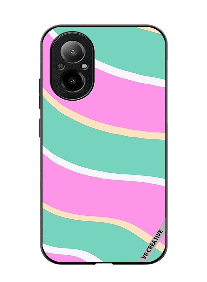 VR CREATIVE Protective Case Cover For Realme C67 4G Diagonal Groovy Liquid Swirl Stripe Pattern In Green, Purple, And Pink Color Design Multicolour - Image 1