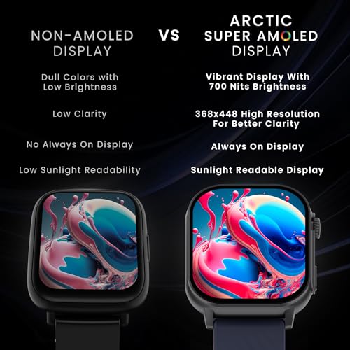 Hammer ساعة ذكية HAMMER Arctic 2.04" سوبر AMOLED، هيكل معدني، مكالمات بلوتوث، شاشة دائمة التشغيل، تاج دوار، شاشة مقسمة، تتبع الصحة، ساعة ذكية للرجال، النساء، الفتيات، الأولاد (أزرق منتصف الليل) - Image 4