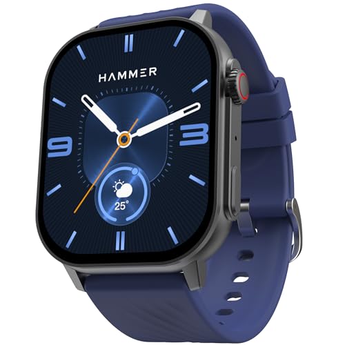 Hammer ساعة ذكية HAMMER Arctic 2.04" سوبر AMOLED، هيكل معدني، مكالمات بلوتوث، شاشة دائمة التشغيل، تاج دوار، شاشة مقسمة، تتبع الصحة، ساعة ذكية للرجال، النساء، الفتيات، الأولاد (أزرق منتصف الليل) - Image 1