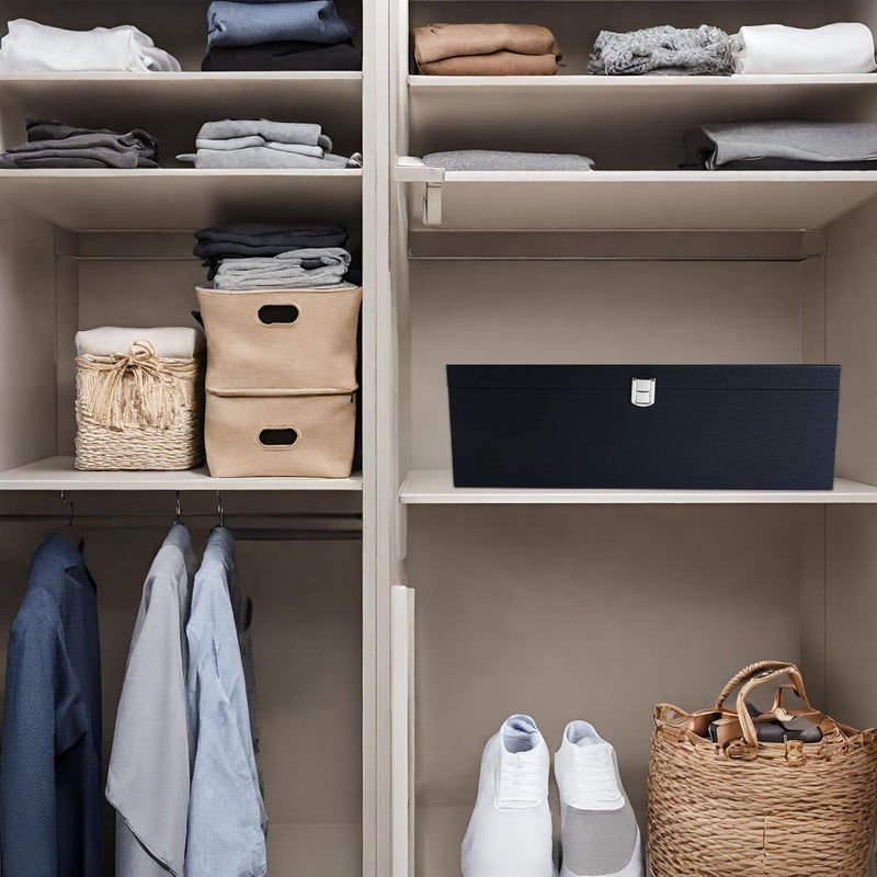 FONSIE ® Black Belt Organizer Rack Box for Wardrobe, Closet Storage organizing Faux Leather 6 Slot. - Image 3