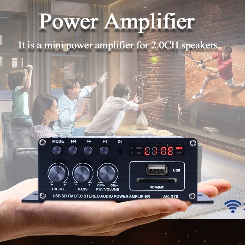 AK370 Mini Audio Power Amplifier V6731_P Black - Image 3