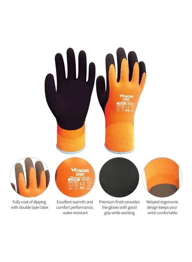 NIBEMINENT Pair Of Thermo Plus Coldproof Gloves Black/Orange L - Image 2