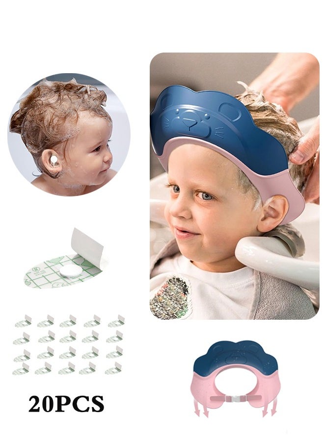 Lemon Baby Shower Cap, Shower Shampoo Visor, Safe Shampoo Shower Bathing Protection, Bath Cap Soft Adjustable Visor, Pack of 20 Baby Showers Ear Protectors Film Comfortable Fit Child Ear Protections Patches for Bathing  - Image 1